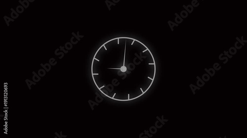 Wallpaper Mural Neon White Glowing Countdown Clock Animation on Dark black Background Torontodigital.ca