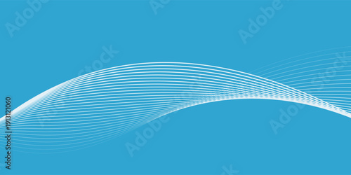 Cyan blue abstract background with wavy curve line. Modern wallpaper simple