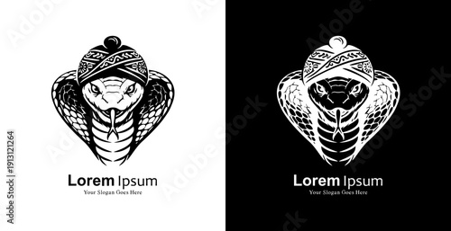 Logo design in the shape of a cobra's head wearing a blangkon
