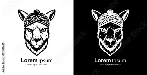 Logo design in the shape of a kangaroo's head wearing a blangkon