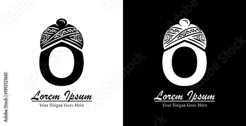 The design of the letter O logo is combined with a blangkon