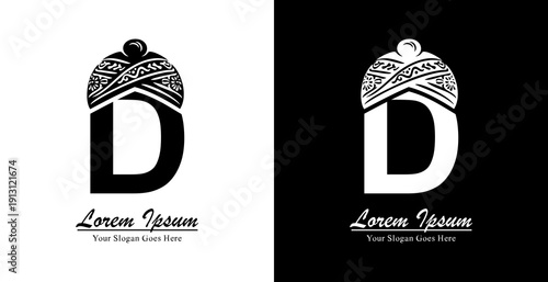 The design of the letter D logo is combined with a blangkon
