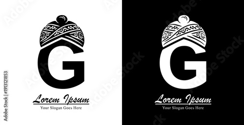 G letter logo design combined with blangkon