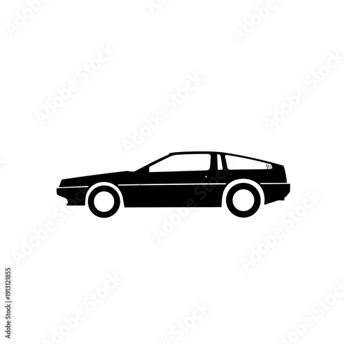 Iconic DeLorean DMC12 sports car silhouette.