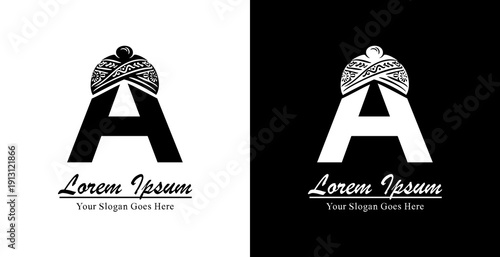 Letter A logo design combined with blangkon