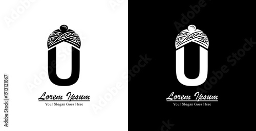 U letter logo design combined with blangkon