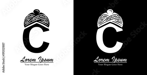 C letter logo design combined with blangkon