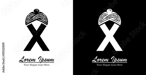 X letter logo design combined with blangkon