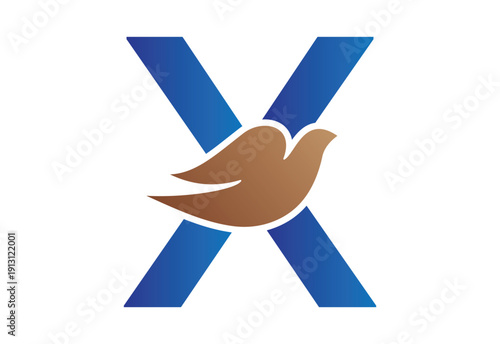 Intel latter X dove silhouette logo style illustration