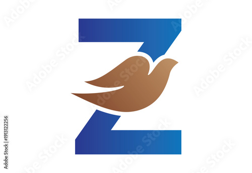 Intel latter Z dove silhouette logo style illustration