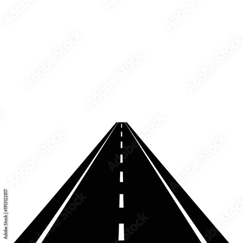 Perspective View of an Empty Asphalt Road with White Lines.