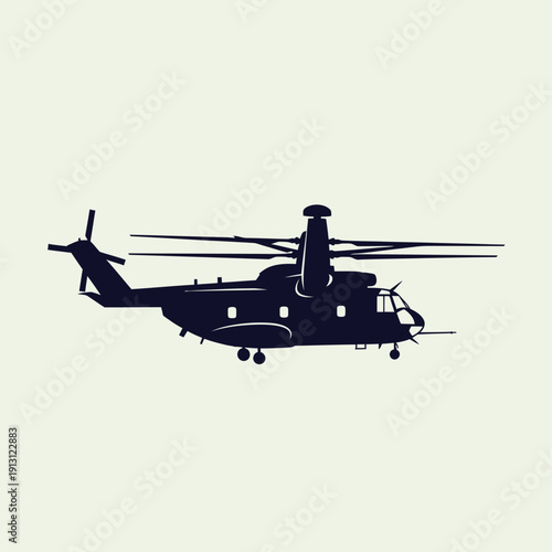 Silhouette of a HeavyLift Military Helicopter.