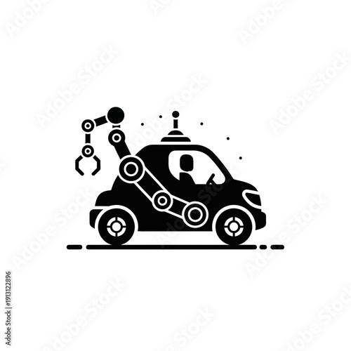 Robotic Car with Mechanical Arm Icon.