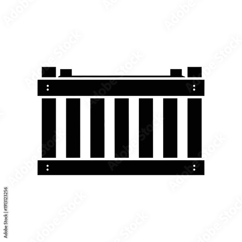 Simple black silhouette of a wooden crate.