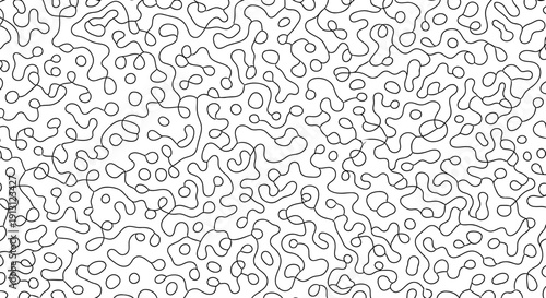 Seamless abstract monoline pattern — continuous black line organic loops squiggles minimalist vector background