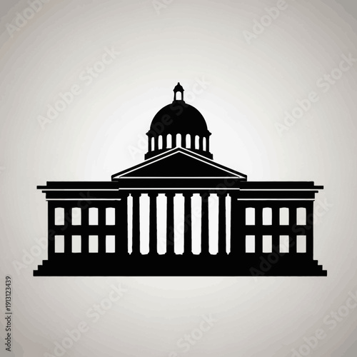 Silhouette of a Government Building with a Dome.