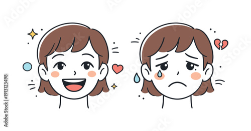 Facial emotions close-up. A clean close-up of