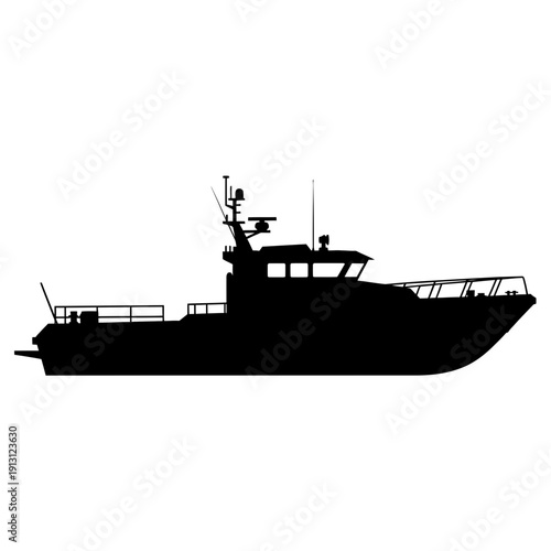 Silhouette of a Modern Motor Yacht.