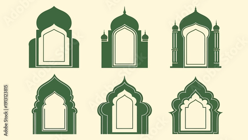 Collection of Islamic Arch Designs for Ramadan and Eid Celebrations.