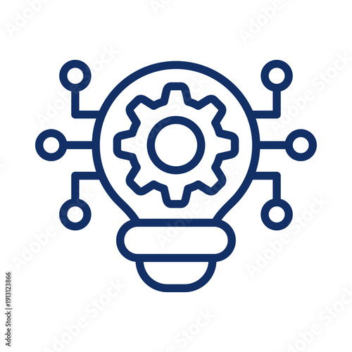 Blue gear icon with hand holding music note isolated on transparent background
