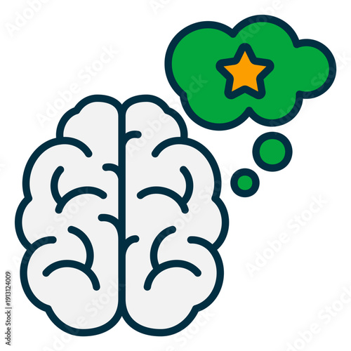 Imagination icon with imagining ideas in the brain