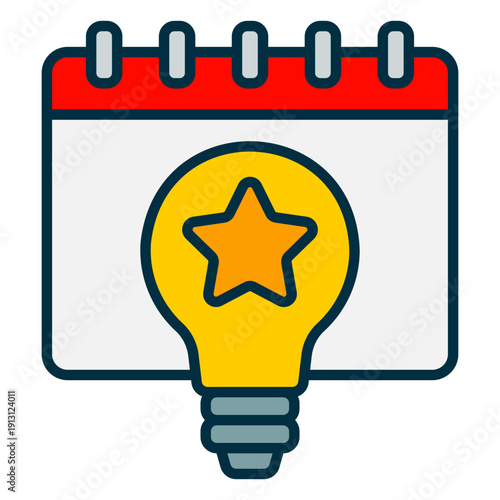 Innovation celebration day icon with calendar and light bulb