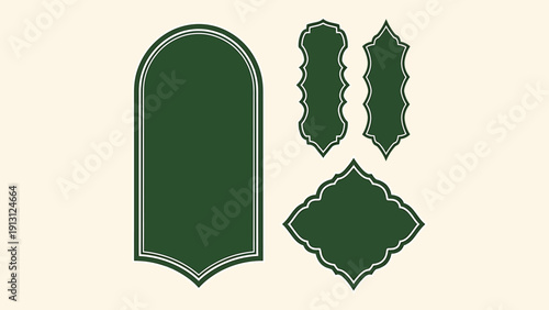 Elegant Islamic frames set with decorative borders and artistic shapes.