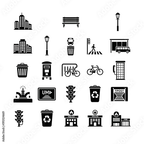 Urban Cityscape Icons Collection.