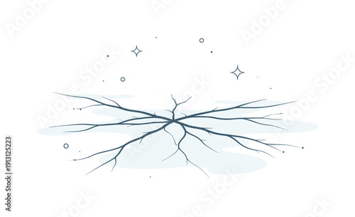 Thin ice cracks. Subtle linear ice patterns gently spreading, creating a sense of calm tension and balance. Abstract winter scene with