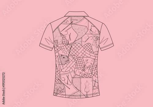 Technical Drawing of a Cycling Jersey Back View.