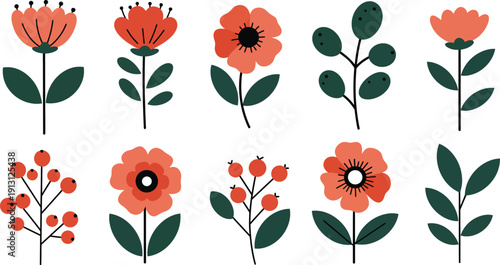 A seamless floral pattern of red and yellow tulip blossoms with green leaves forms a vibrant spring nature wallpaper vector illustration on a white background