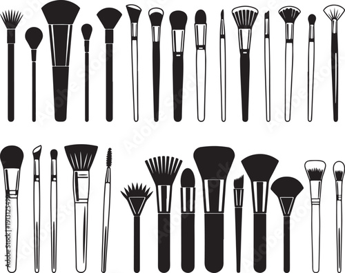 Professional Makeup Brush Set Vector