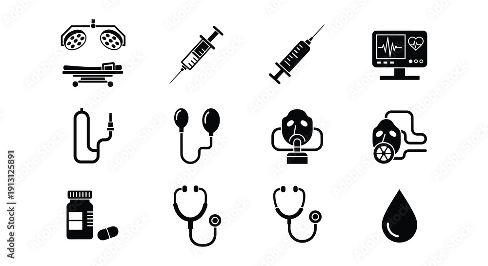 Obraz premium Medical icons depicting healthcare surgery and vital organ representations
