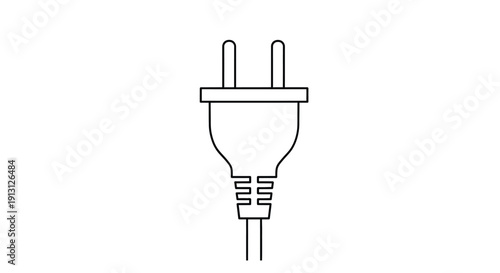 Simple line drawing of a standard electrical plug against a white background