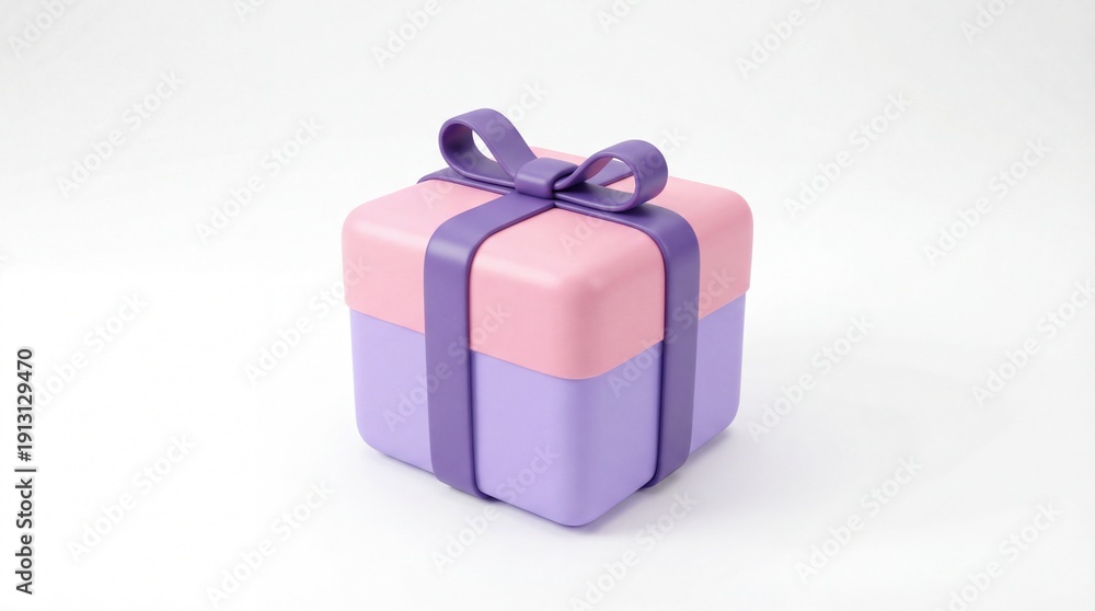 Fototapeta premium Pastel Gift Box with Ribbon and Bow on White Background.