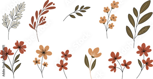 Seamless autumn leaves vector illustration featuring a decorative floral pattern with nature-inspired branch and tree elements for a beautiful seasonal wallpaper design