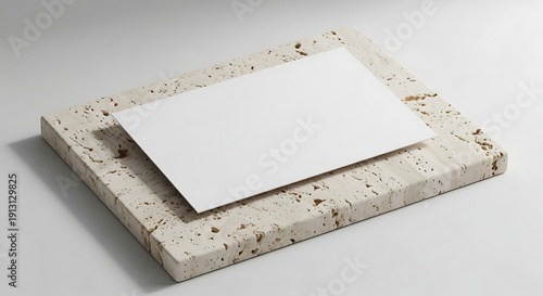 Wallpaper Mural Blank White Card on Textured Stone Surface. Torontodigital.ca