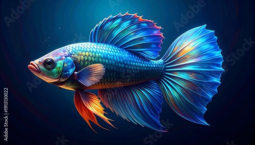 A Blue Fish Swimming Close Up