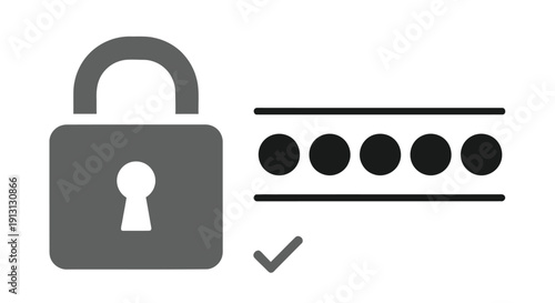 Security padlock icon with a checkmark and number pad for password protection