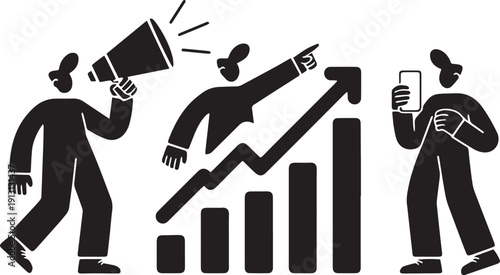 Project Management Silhouette Scene – Task Organization, Workflow Coordination and Corporate Execution Concept