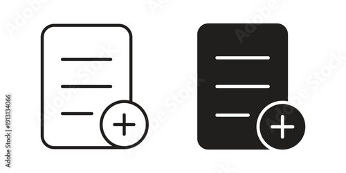 Add document icon with editable stroke and solid design vectors