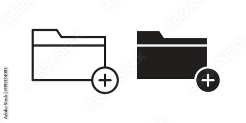 Add folder icon with editable stroke and solid design vectors
