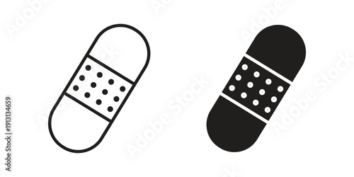 Band aid icon with editable stroke and solid design vectors