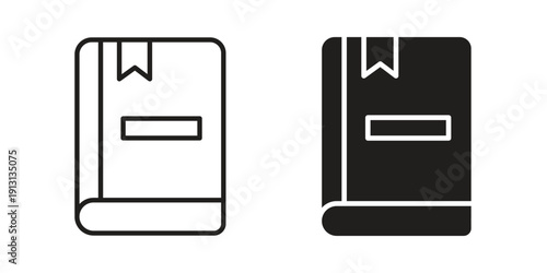 Book bookmark icon with editable stroke and solid design vectors