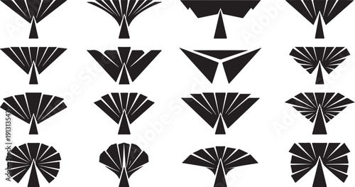 Geometric Fan Shapes in Black and White Pattern Design
