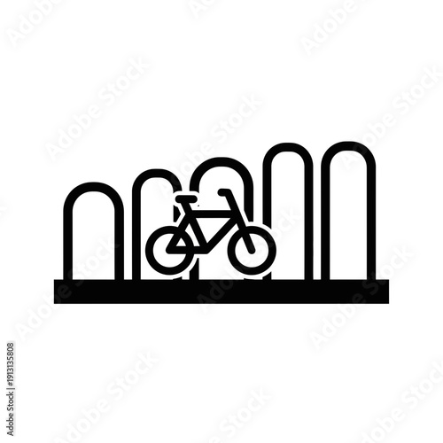 Bicycle Rack Icon with Bike.