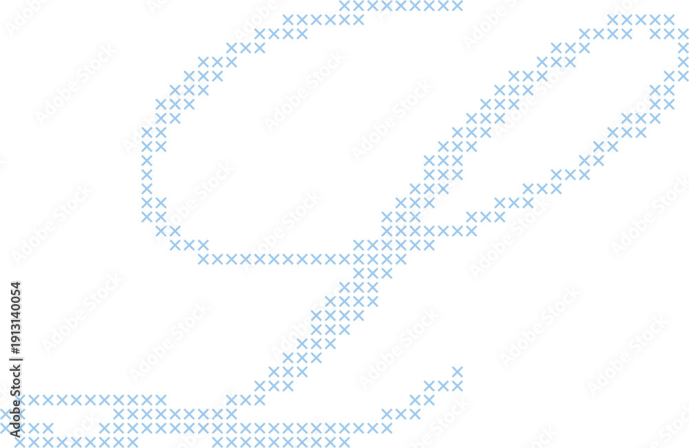 Obraz premium Cross Stitch Style Calligraphy Alphabet With Cursive Script Letter L Elegant Vintage Hand Lettered Typography Font Illustration