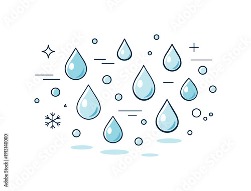    Frozen water droplets. Tiny ice droplets suspended in air, crisp and quiet winter feeling with a sense of stillness. Clean abstract scene