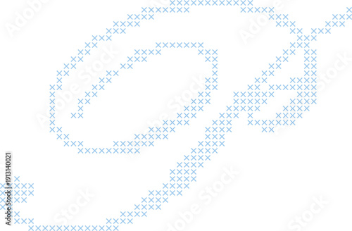 Cross Stitch Style Calligraphy Alphabet With Cursive Script Letter P Elegant Vintage Hand Lettered Typography Font Illustration