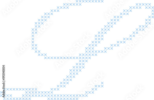 Cross Stitch Style Calligraphy Alphabet With Cursive Script Letter L Elegant Vintage Hand Lettered Typography Font Illustration